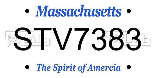 STV7383 Massachusetts License Plate