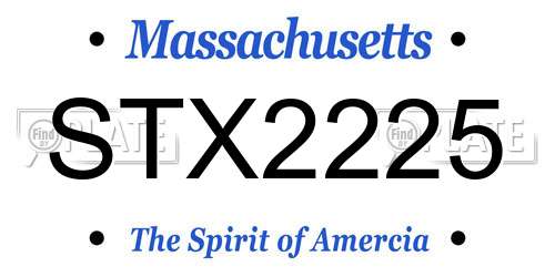 STX2225 Massachusetts License Plate