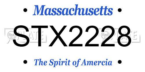 STX2228 Massachusetts License Plate