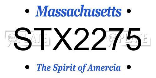 STX2275 Massachusetts License Plate