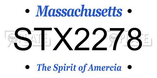 STX2278 Massachusetts License Plate