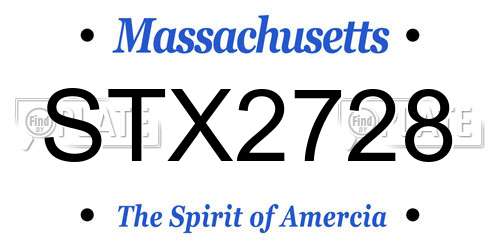 STX2728 Massachusetts License Plate