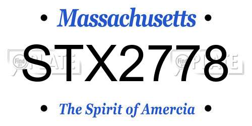 STX2778 Massachusetts License Plate