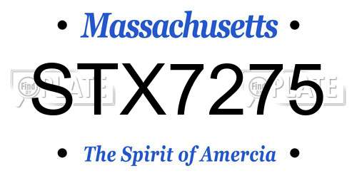 STX7275 Massachusetts License Plate