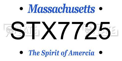 STX7725 Massachusetts License Plate