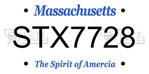 STX7728 Massachusetts License Plate