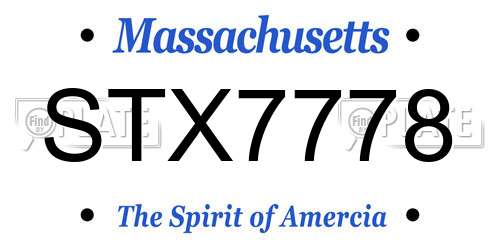 STX7778 Massachusetts License Plate