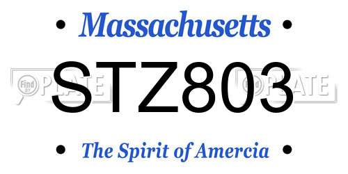 STZ803 Massachusetts License Plate