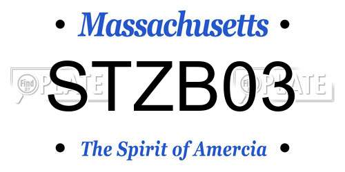 STZB03 Massachusetts License Plate