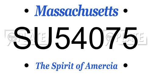 SU54075 Massachusetts License Plate