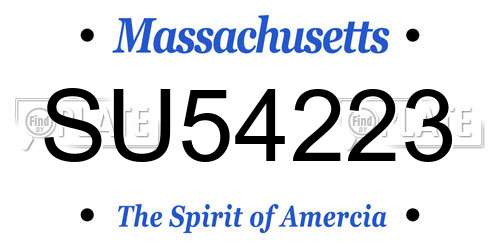 SU54223 Massachusetts License Plate