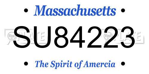 SU84223 Massachusetts License Plate