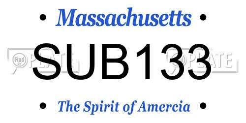 SUB133 Massachusetts License Plate