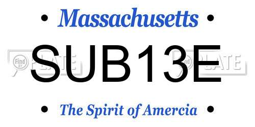 SUB13E Massachusetts License Plate