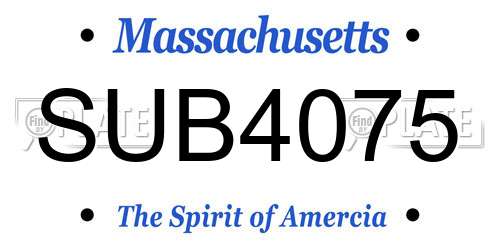 SUB4075 Massachusetts License Plate