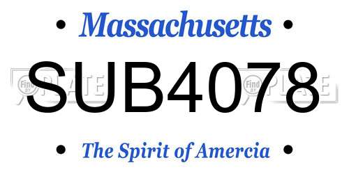 SUB4078 Massachusetts License Plate