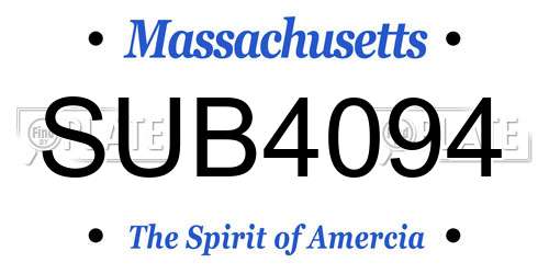 SUB4094 Massachusetts License Plate