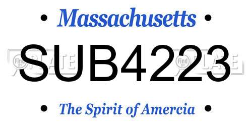 SUB4223 Massachusetts License Plate