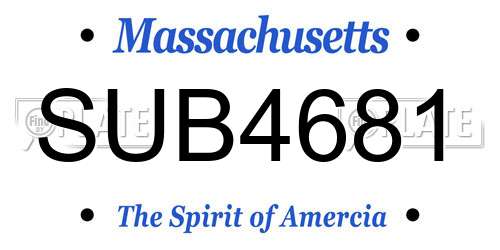 SUB4681 Massachusetts License Plate