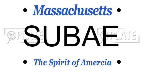 SUBAE Massachusetts License Plate