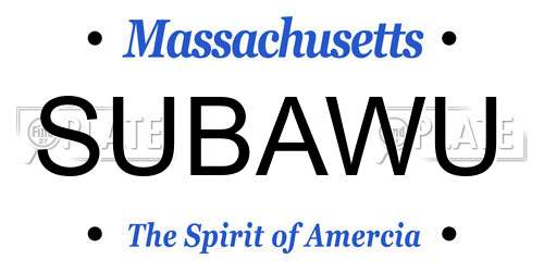 SUBAWU Massachusetts License Plate