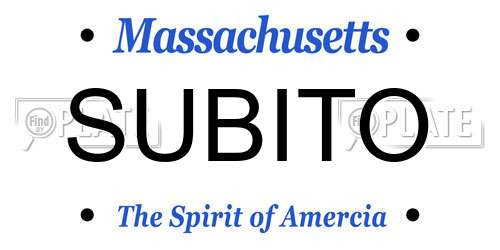 SUBITO Massachusetts License Plate