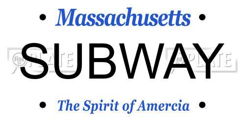 SUBWAY Massachusetts License Plate