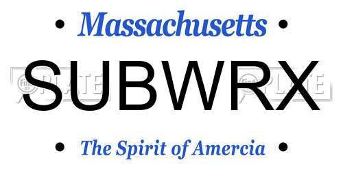 SUBWRX Massachusetts License Plate