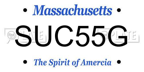 SUC55G Massachusetts License Plate