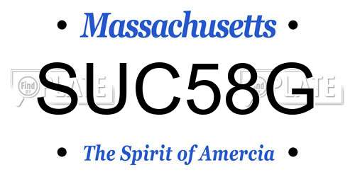 SUC58G Massachusetts License Plate