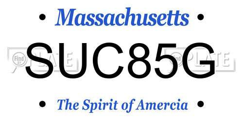 SUC85G Massachusetts License Plate