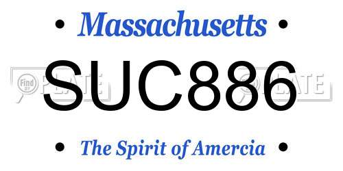 SUC886 Massachusetts License Plate