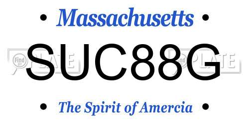 SUC88G Massachusetts License Plate