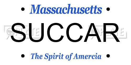 SUCCAR Massachusetts License Plate