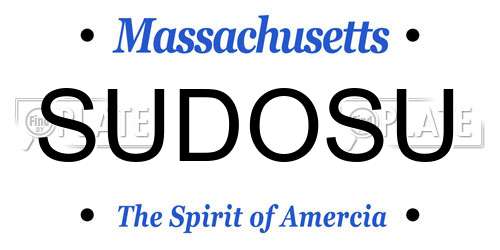 SUDOSU Massachusetts License Plate