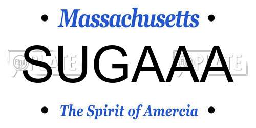 SUGAAA Massachusetts License Plate