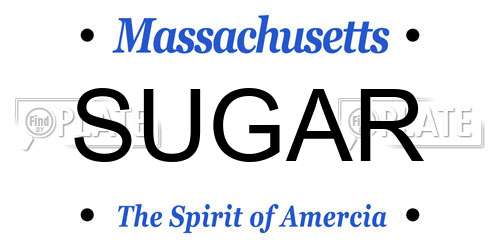 SUGAR Massachusetts License Plate