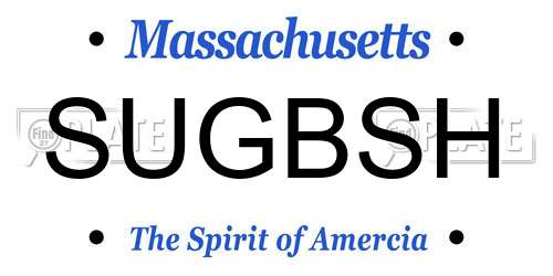SUGBSH Massachusetts License Plate