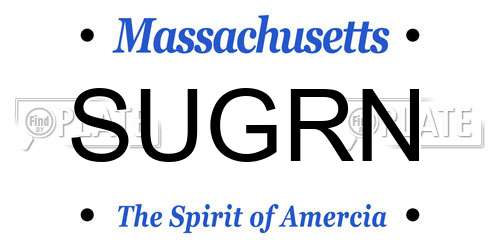 SUGRN Massachusetts License Plate