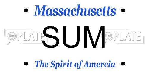 SUM Massachusetts License Plate