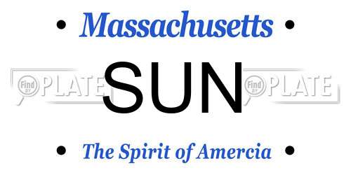 SUN Massachusetts License Plate