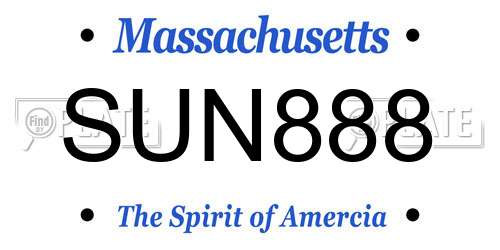 SUN888 Massachusetts License Plate