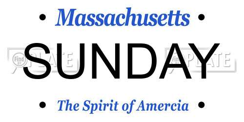 SUNDAY Massachusetts License Plate
