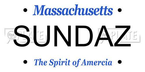SUNDAZ Massachusetts License Plate