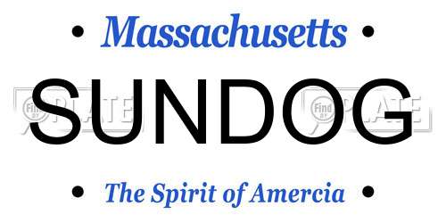 SUNDOG Massachusetts License Plate