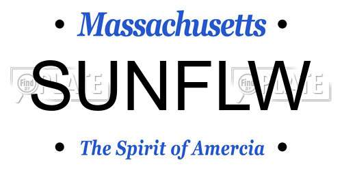 SUNFLW Massachusetts License Plate