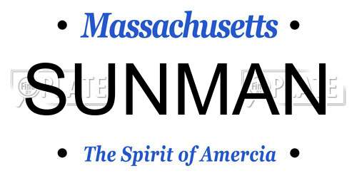 SUNMAN Massachusetts License Plate