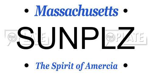 SUNPLZ Massachusetts License Plate