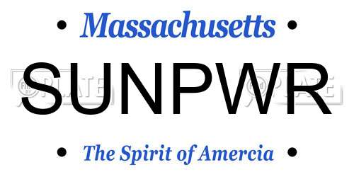 SUNPWR Massachusetts License Plate