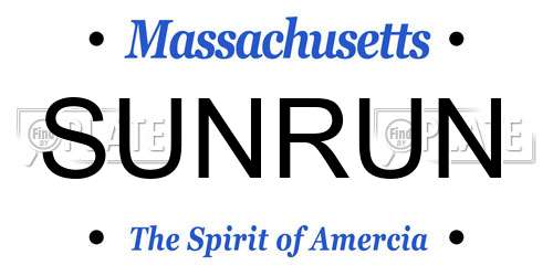 SUNRUN Massachusetts License Plate